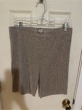 SHEIN Curve Ribbed Biker Shorts in Taupe Heather